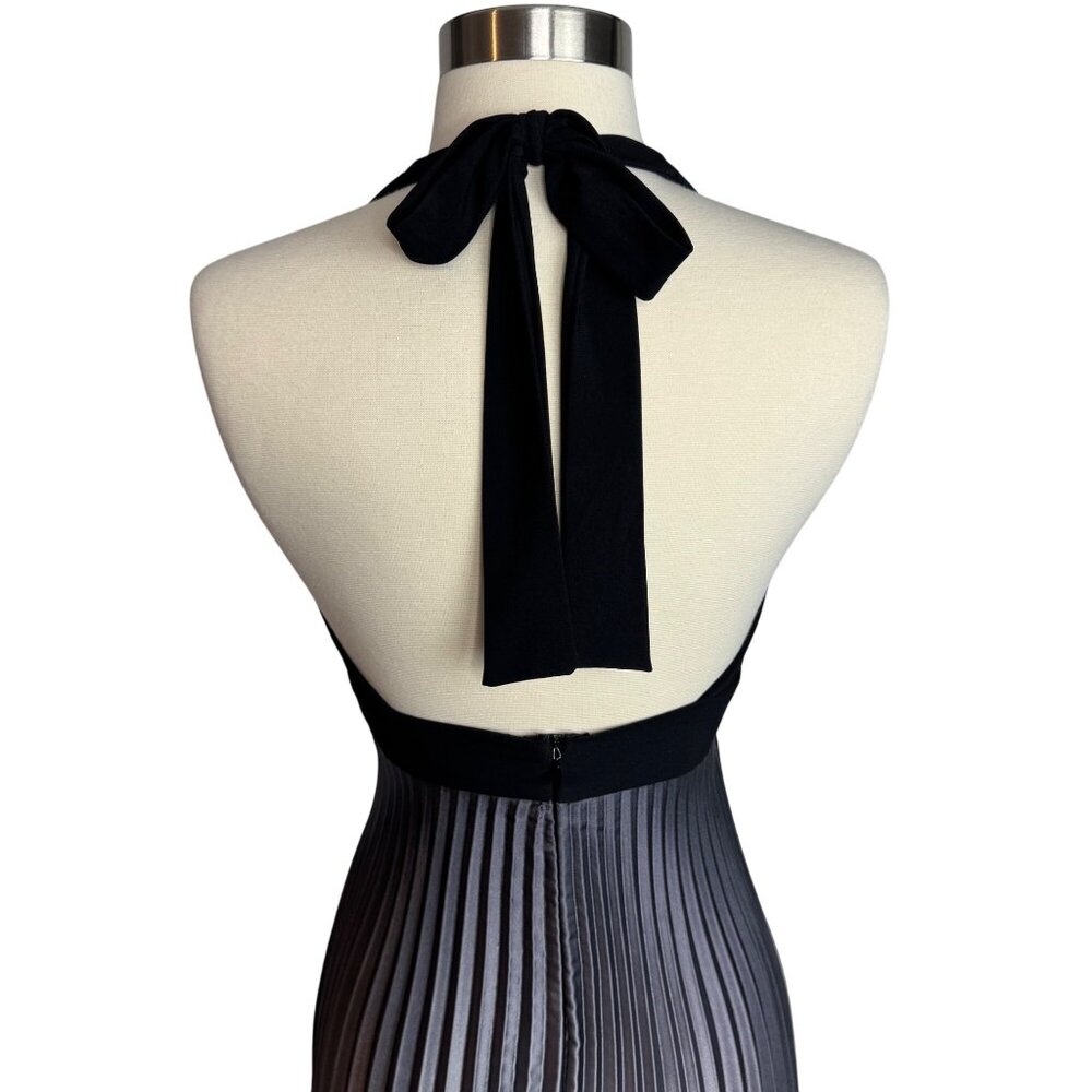VTG Whimsigoth Betsy & Adam Baby Doll Maxi Dress Black Silver Pleated Ombre Sz 6 - Picture 8 of 8